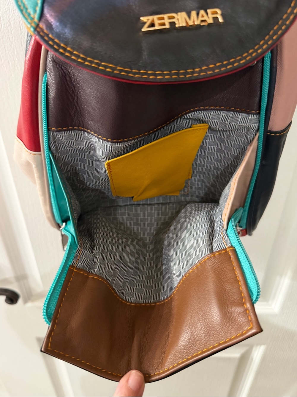 Zerimar patchwork leather sling backpack - Picture 11 of 12